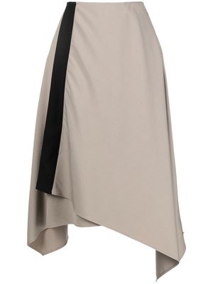 Shanghai Tang asymmetric wrap midi skirt - Neutrals