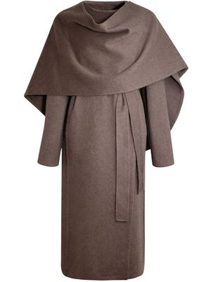 Shanghai Tang attached-cape wool coat - Brown