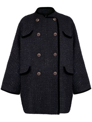 Shanghai Tang double-breasted tweed jacket - Black