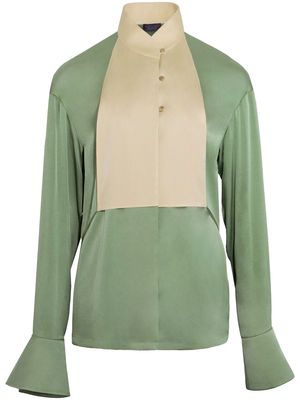 Shanghai Tang double-placket stand-collar blouse - Green