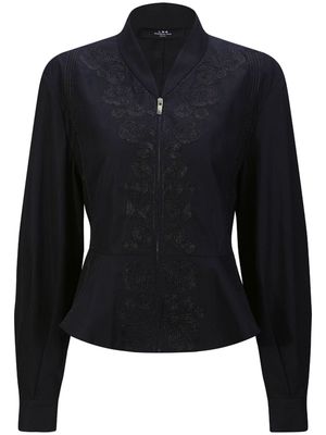 Shanghai Tang floral-embroidery cropped jacket - Black