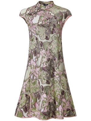 Shanghai Tang floral-jacquard A-line minidress - Green