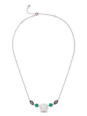 Shanghai Tang gemstone-detail crystal-embellished necklace - Silver