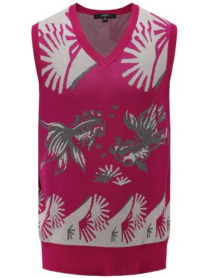 Shanghai Tang graphic-print vest - Pink