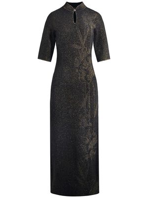 Shanghai Tang keyhole-neck qipao dress - Black