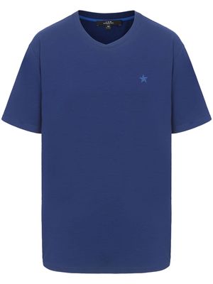 Shanghai Tang logo-patch cotton T-Shirt - Blue