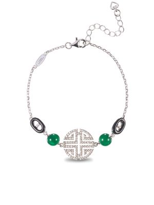 Shanghai Tang polished gemstone-detail bracelet - Silver