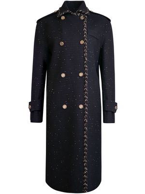 Shanghai Tang reversible tweed-detail long coat - Black