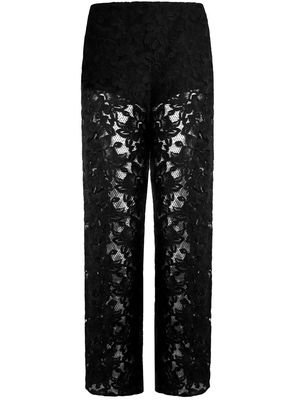 Shanghai Tang sheer-lace wide-leg pants - Black