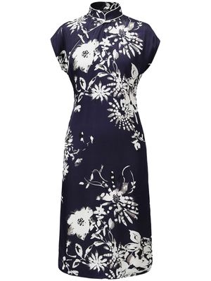 Shanghai Tang Shukui floral-print cotton midi dress - Blue