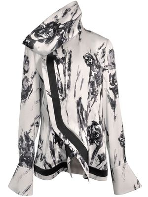 Shanghai Tang silk graphic-print blouse - Grey