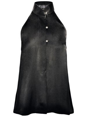 Shanghai Tang silk stand-up collar blouse - Black