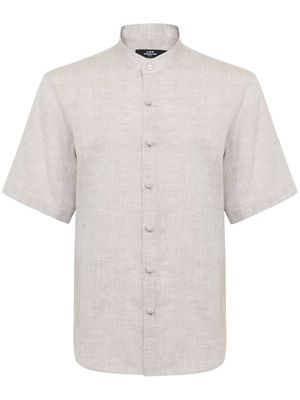 Shanghai Tang stand-up collar linen shirt - Neutrals