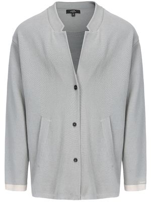 Shanghai Tang wool button-up cardigan blazer - Grey