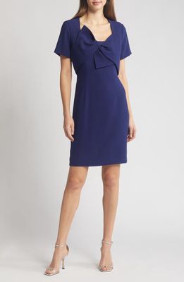 Shani Bow Detail Sheath Dress in Blue