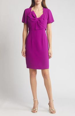 Shani Bow Detail Sheath Dress in Wine