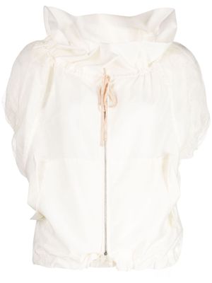 Shanshan Ruan drawstring-neck silk jacket - White