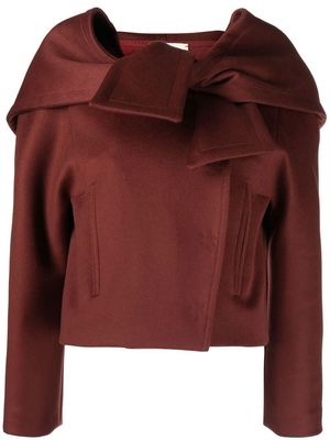 Shanshan Ruan shawl-lapel cropped fitted jacket - Brown