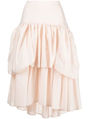Shanshan Ruan tiered asymmetric-hem skirt - Pink