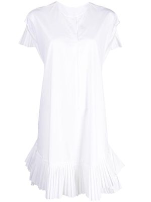 Shanshan Ruan V-neck ruffled cotton dress - White