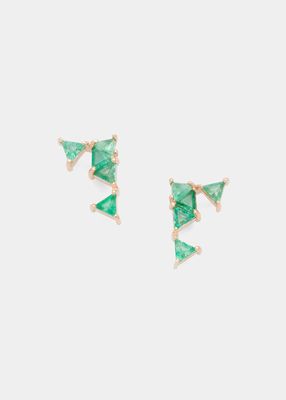 Sharks Tooth Stud Earrings with Emerald Triangles and 20K Recycled Rose Gold