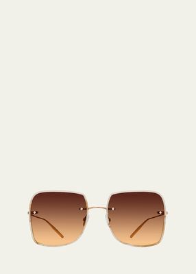 Sharona Mahogany Titanium & Acetate Square Sunglasses