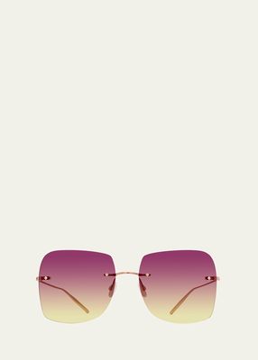 Sharona Rimless Sun Kissed Titanium Square Sunglasses