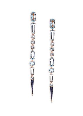 Sharp 18K Gold Blue Sapphires and Blue Topaz Drop Earrings