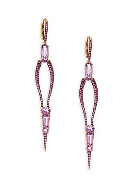 Sharp 18K Rose Gold Amethyst Sapphire Drop Earrings