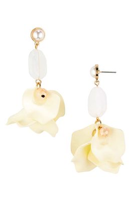 Shashi Abstract Floral Drop Earrings in White