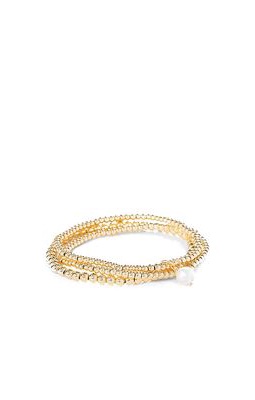 SHASHI Empress Pearl Bracelet Set in Metallic Gold.