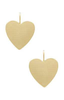 SHASHI Golden Heart Drop Earring in Metallic Gold.