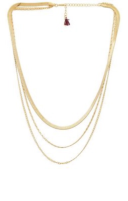 SHASHI Mikaela Necklace in Metallic Gold.