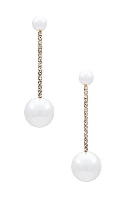 SHASHI Pave Pearl Drop Earring in Ivory.