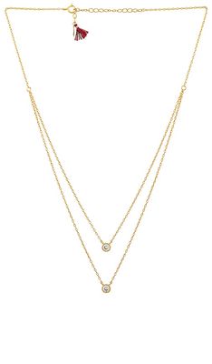 SHASHI Solitaire Layered Necklace in Metallic Gold.