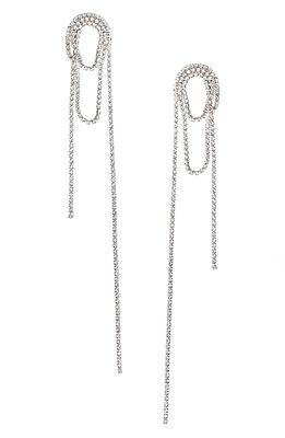 Shashi Vroom Cubic Zirconia Drop Earrings in White Gold