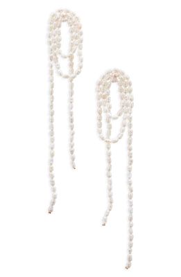 Shashi Vroom Freshwater Pearl Strand Drop Earrings