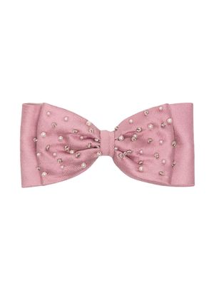 SHATHA ESSA bead-embellished bow hair clip - Pink