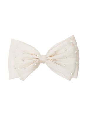 SHATHA ESSA bead-embellished bow hair clip - White