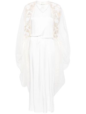 SHATHA ESSA embellished draped long coat - White