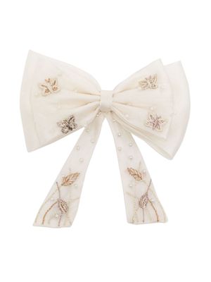 SHATHA ESSA embroidered bow hair clip - White