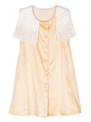 SHATHA ESSA embroidered cape-panel dress - Gold