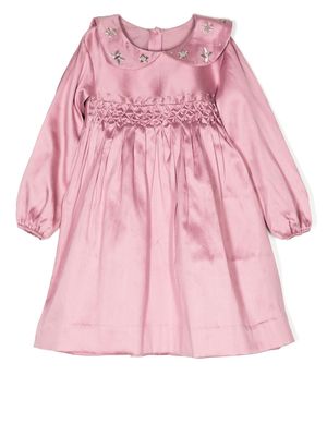 SHATHA ESSA embroidered-collar detail dress - Pink