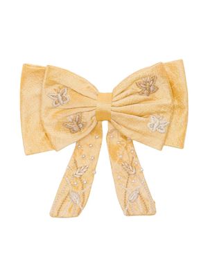 SHATHA ESSA embroidered-design bow hair clip - Yellow