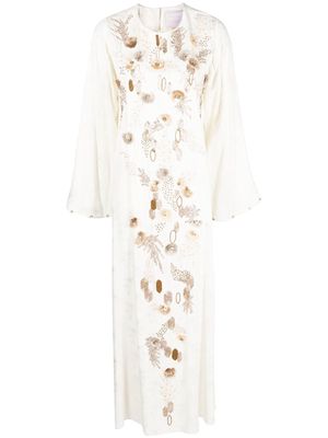 SHATHA ESSA embroidered-detail maxi shift dress - White