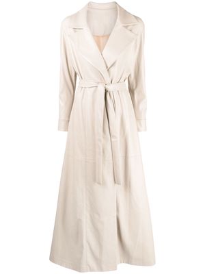 SHATHA ESSA faux leather tie-front trench coat - Neutrals