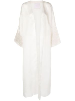 SHATHA ESSA jacquard silk satin maxi dress - White
