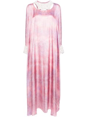 SHATHA ESSA pearl-embellished cut-out kaftan dress - Pink