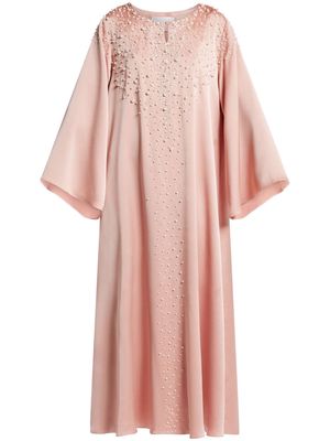 SHATHA ESSA pearl-embellished satin dress - Pink