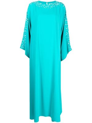 SHATHA ESSA sequin-embellished long-sleeve maxi dress - Blue